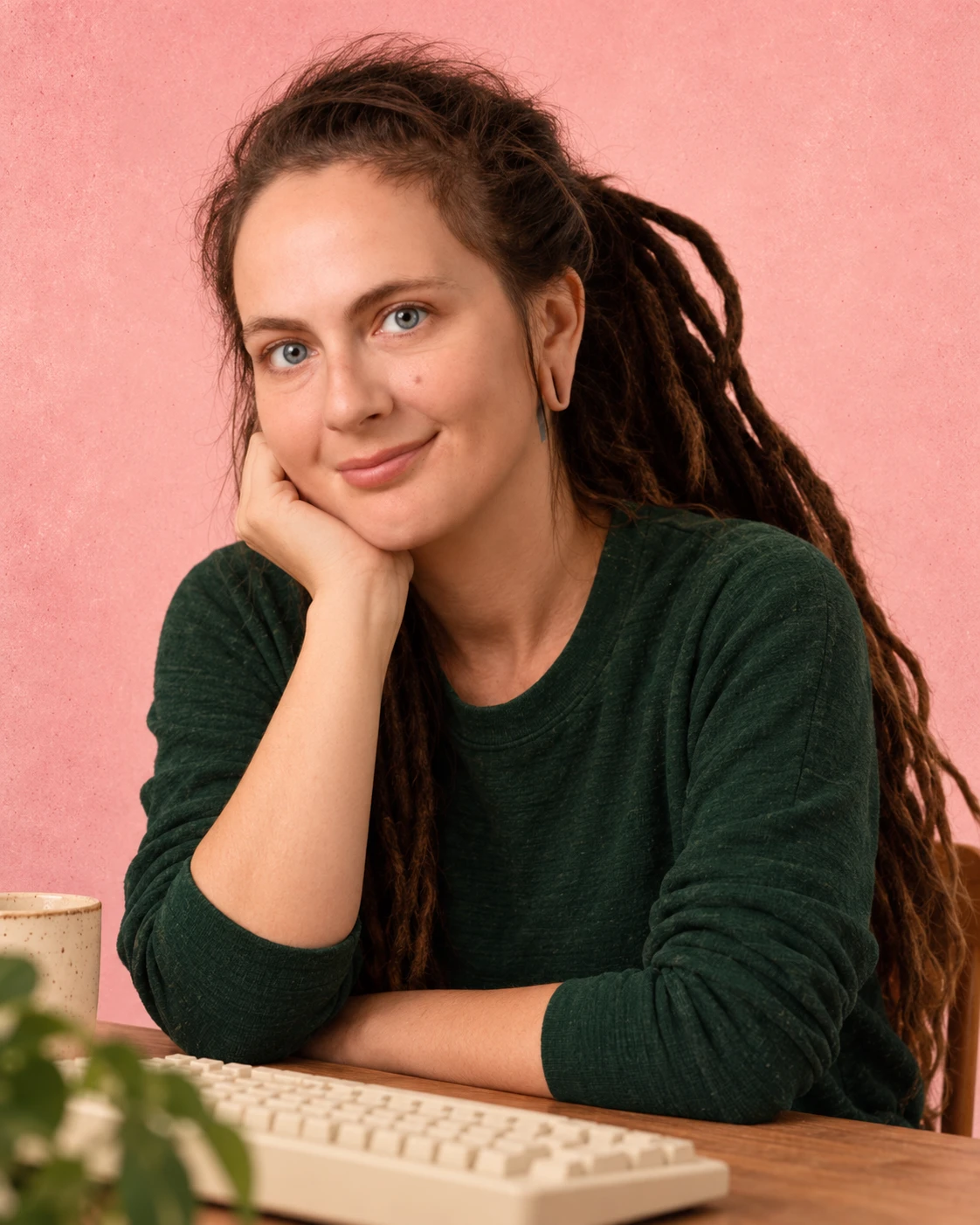 Tat Jones at her desk — independent Klaviyo freelancer and pet niche email marketing specialist